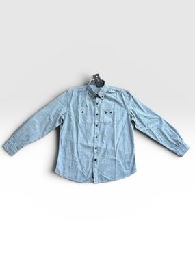 NWT U.S. Polo Assn Men Large Light Blue Cotton Canvas Long Sleeve Button Shirt⁠